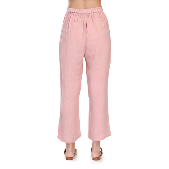 Crushed velvet palazzo trousers Woman, Pink | TWINSET Milano